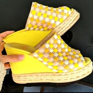 Castaner wedges yellow orange white embroidery